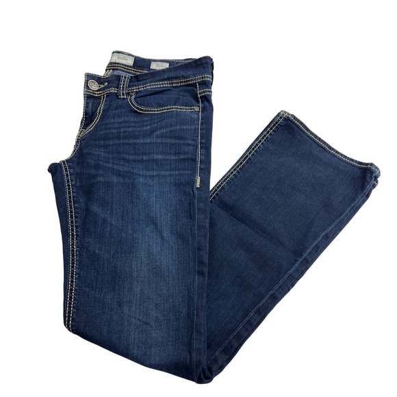 BKE Stella Bootcut Jeans Womens 30L Dark Wash Thick Stitch Low Rise Denim - Picture 3 of 16